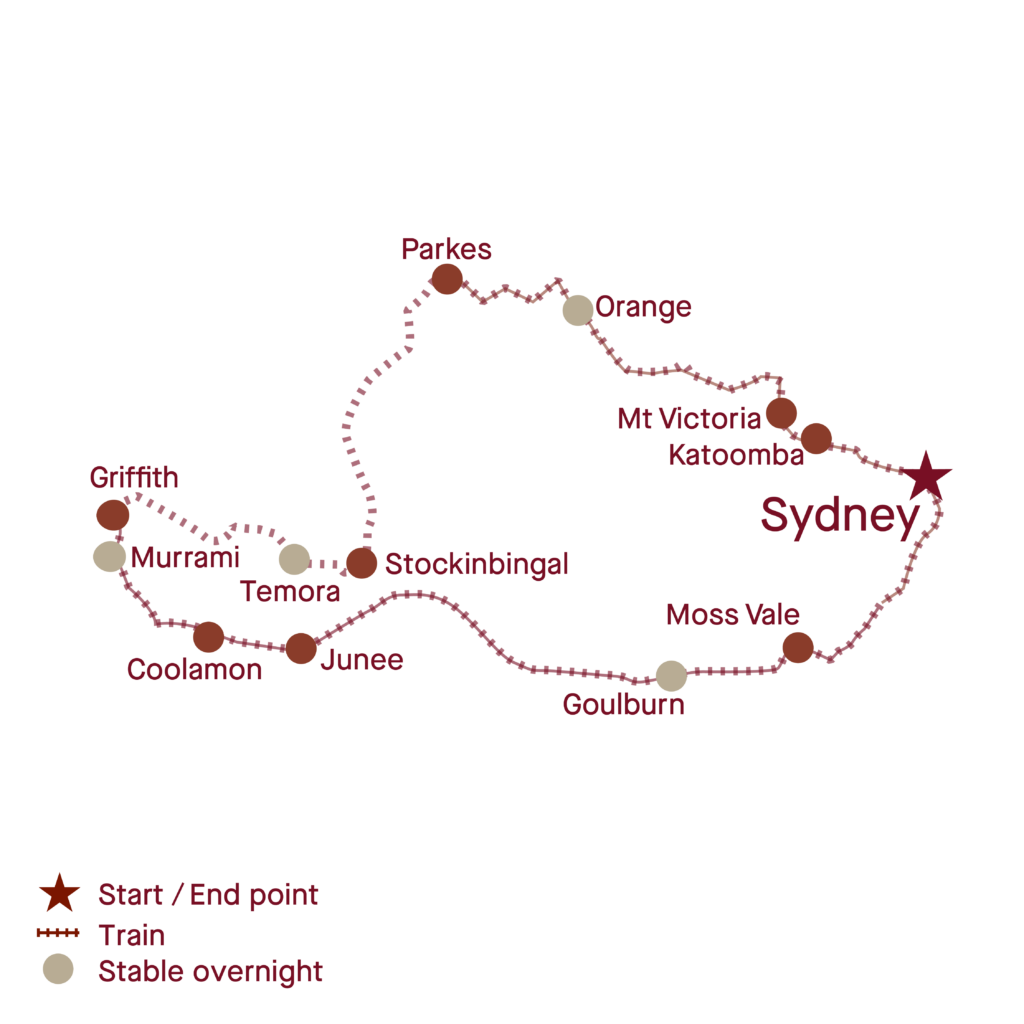 Vintage Rail Journey Map Riverina